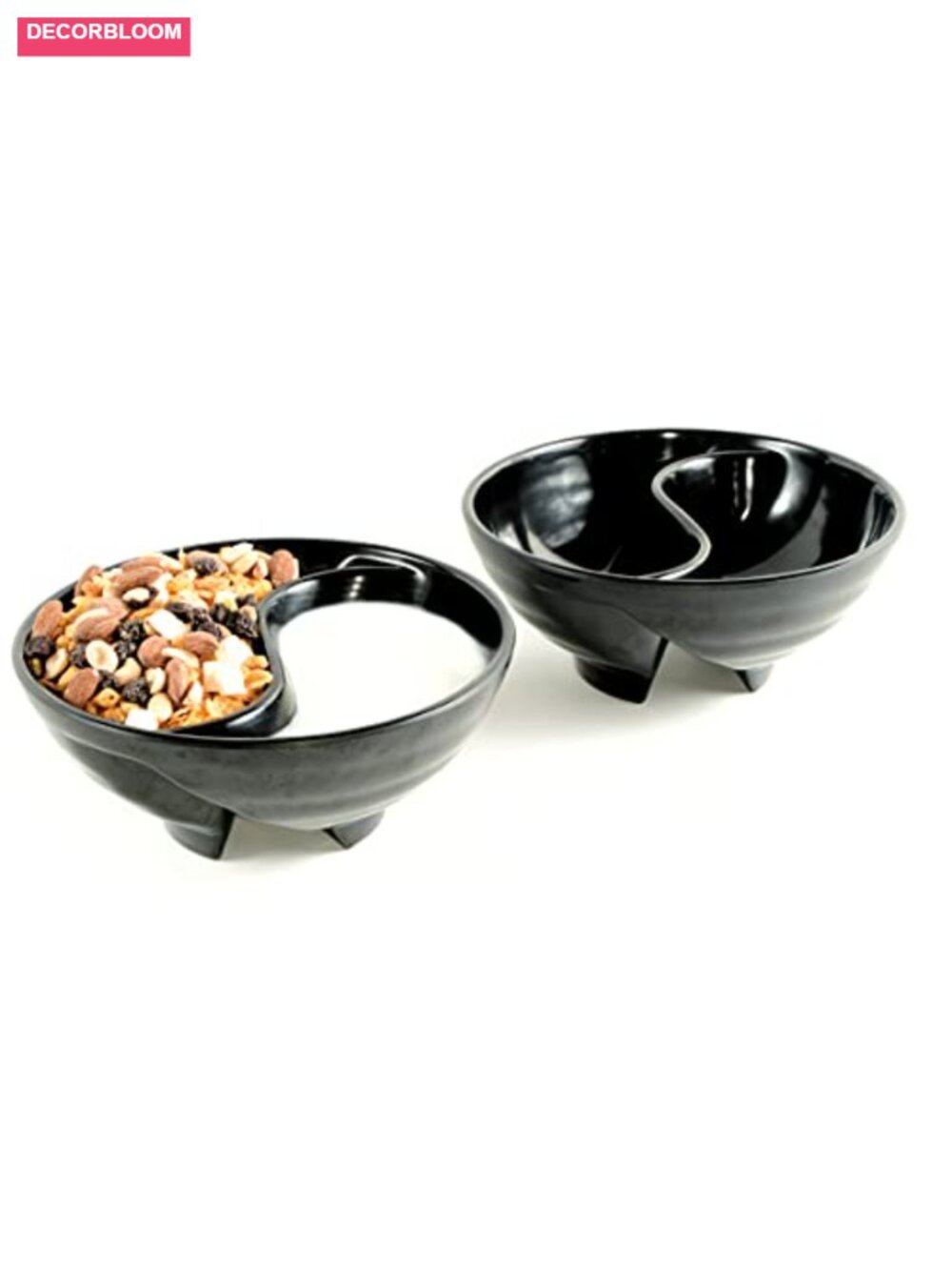 Divided Cereal Bowl Set of 2 Unbreakable Melamine Anti Soggy Two-Sided Bowl